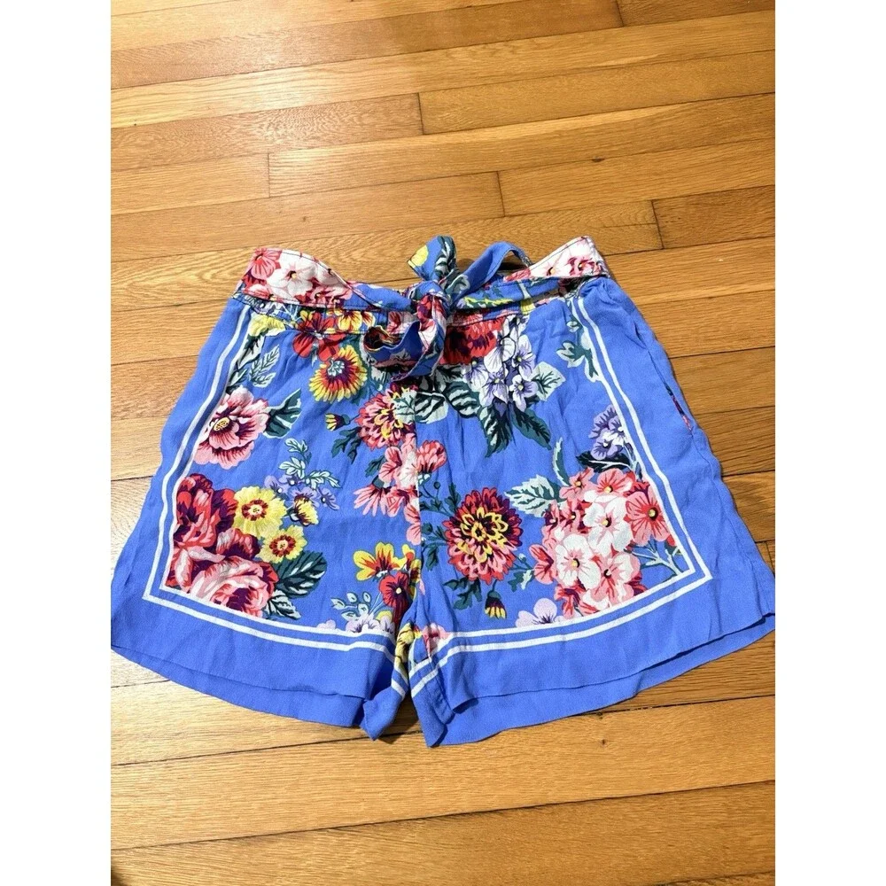 Anthropologie Maeve Size XS Scarf-Printed Shorts Floral Blue - Picture 2 of 8